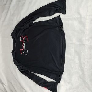 Under Armour Long Sleeve Loose Heat Gear Black Bright Pink Shirt Size Youth XL